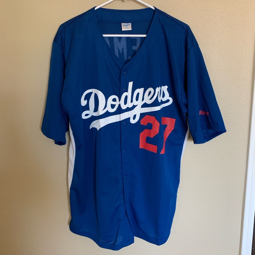 Matt Kemp Dodgers Blue State Farm Men Jersey XL. Used Good Condition.